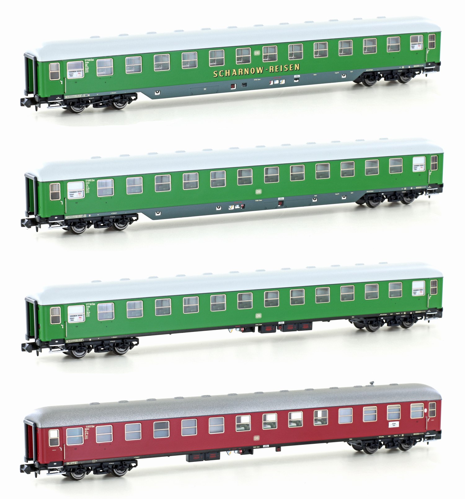 Hobbytrain H22203 - N 4-tlg. Personenwagenset Scharnow der DB; Ep. IIIb - Set 2